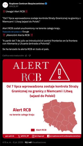 Polonia sí reforzó seguridad en fronteras con Alemania y Lituania, pero esta imagen circula desde 2018 