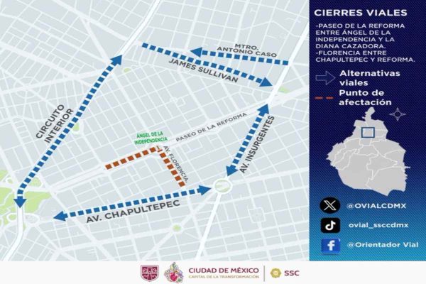 Cierran carriles centrales de Paseo de la Reforma este sábado; conoce las alternativas viales