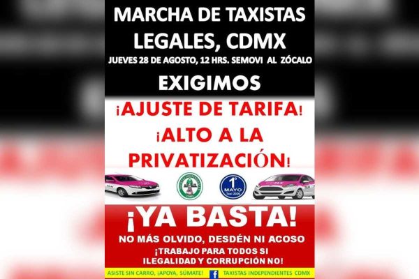 Convocatoria Marcha taxistas CDMX