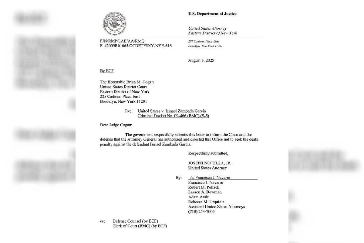 Fiscalía de Estados Unidos no pedirá la pena de muerte para Ismael “El Mayo” Zambada, líder del Cártel de Sinaloa