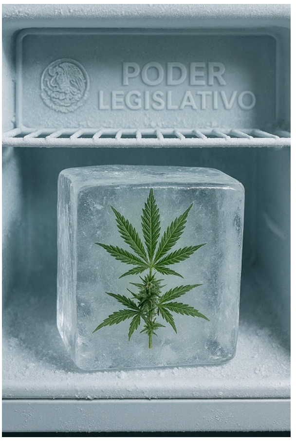 Imagen del Poder Legislativo y la regulacón de cannabis, creada por IA.