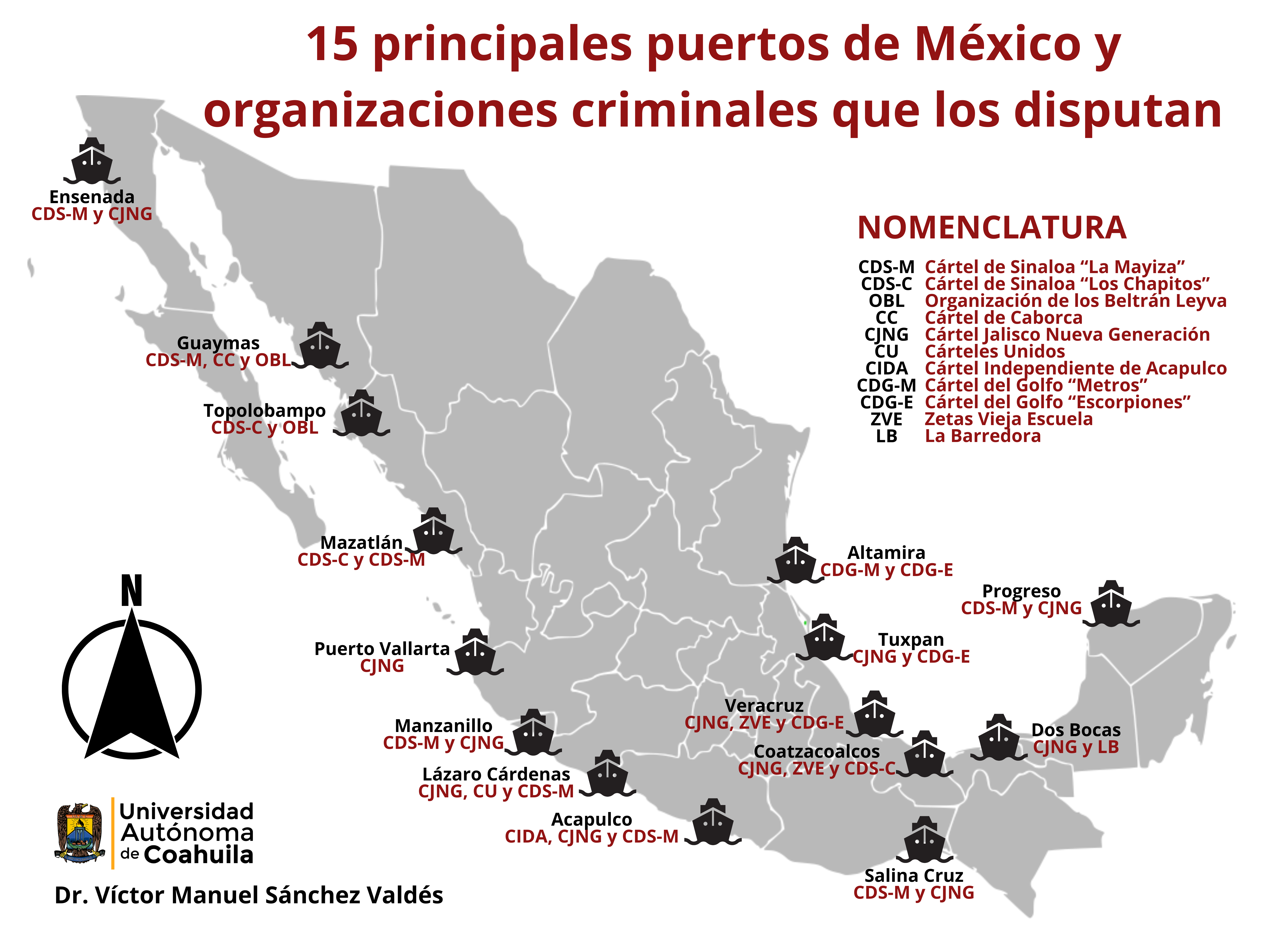 Puertos de México que controla o disputa el crimen organizado.
