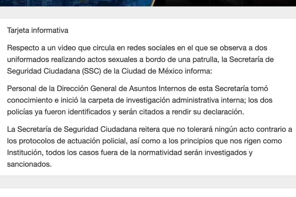 No hay una sentencia contra quien difundió el video de policías realizando actos sexuales. El colectivo Olimpia denuncia violencia digital. 