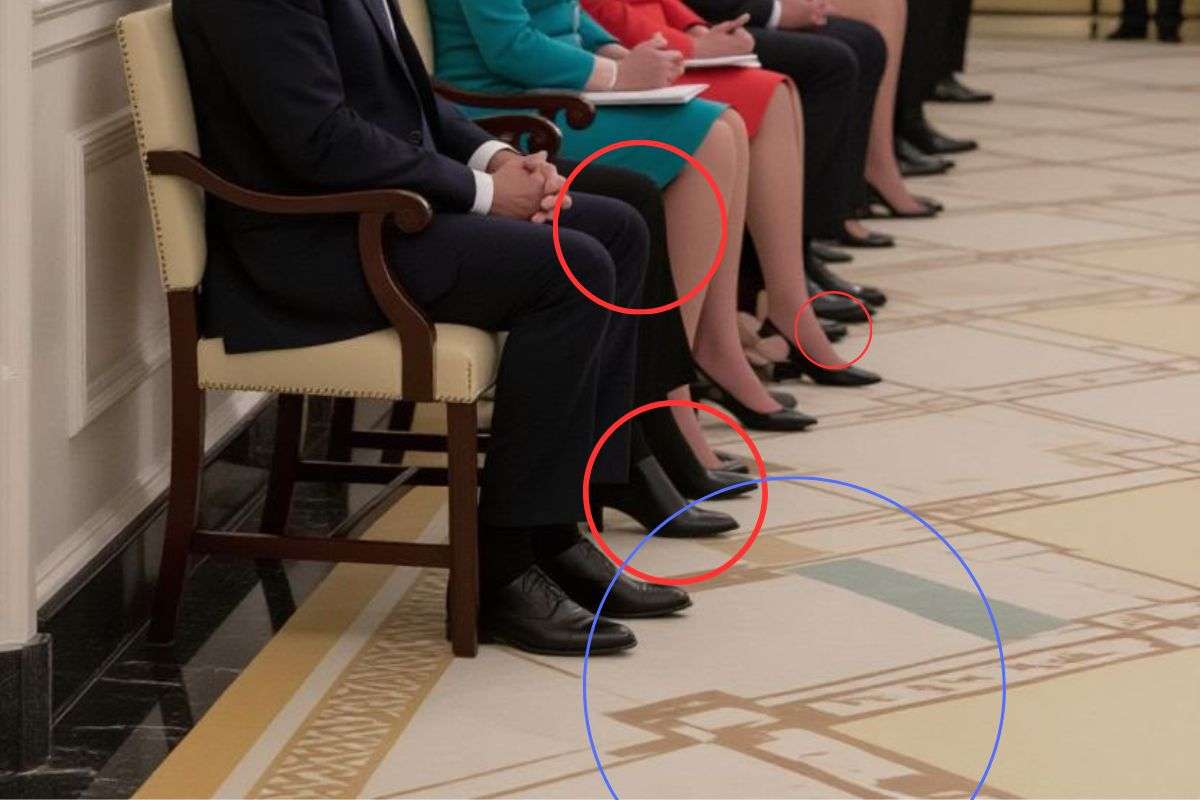Una imagen de varios mandatarios europeos esperando fuera del Despacho Oval no es una foto real.