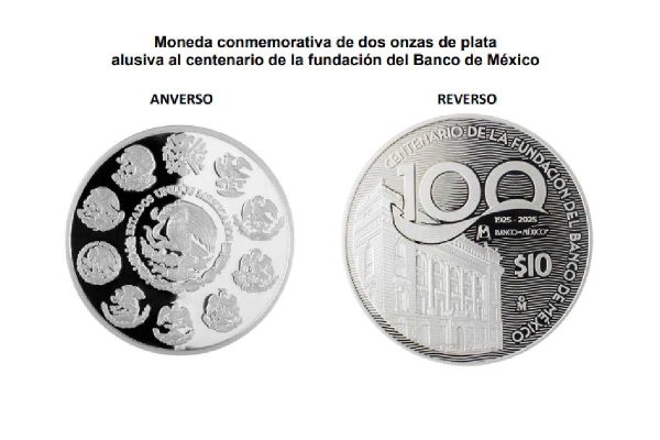 moneda de plata por centenario del Banco de México