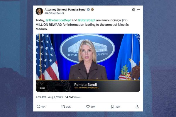 En agosto de 2025, EU duplicó la recompensa por la captura de Maduro; previamente era de 25 MDD. 