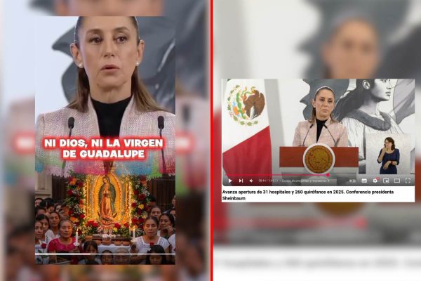 Claudia Sheinbaum no hizo comentarios contra la Virgen de Guadalupe; manipulan videos para desinformar