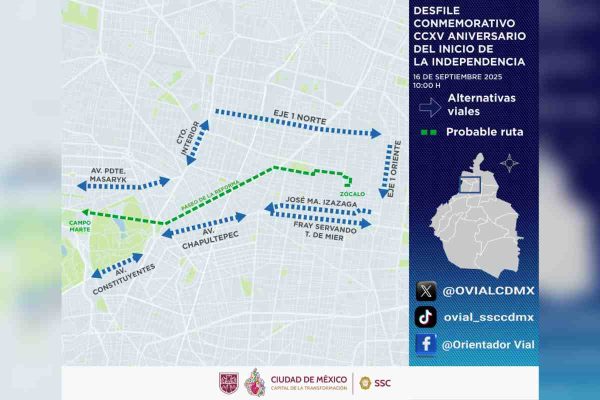 Alternativas viales por desfile del 16 de septiembre