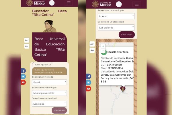 Buscador de CCT de escuela en la Beca Rita Cetina