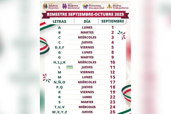 Calendario de pagos pensión bienestar septiembre octubre