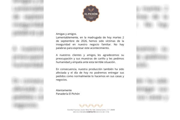 Colima: agresión armada en panadería deja seis trabajadores muertos y uno herido