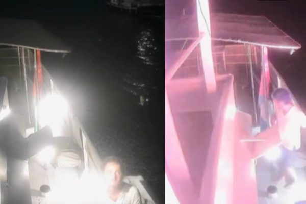 Momento en el que pasajero de flotilla rumbo a Gaza observa algo en el cielo y luego se registra fuego