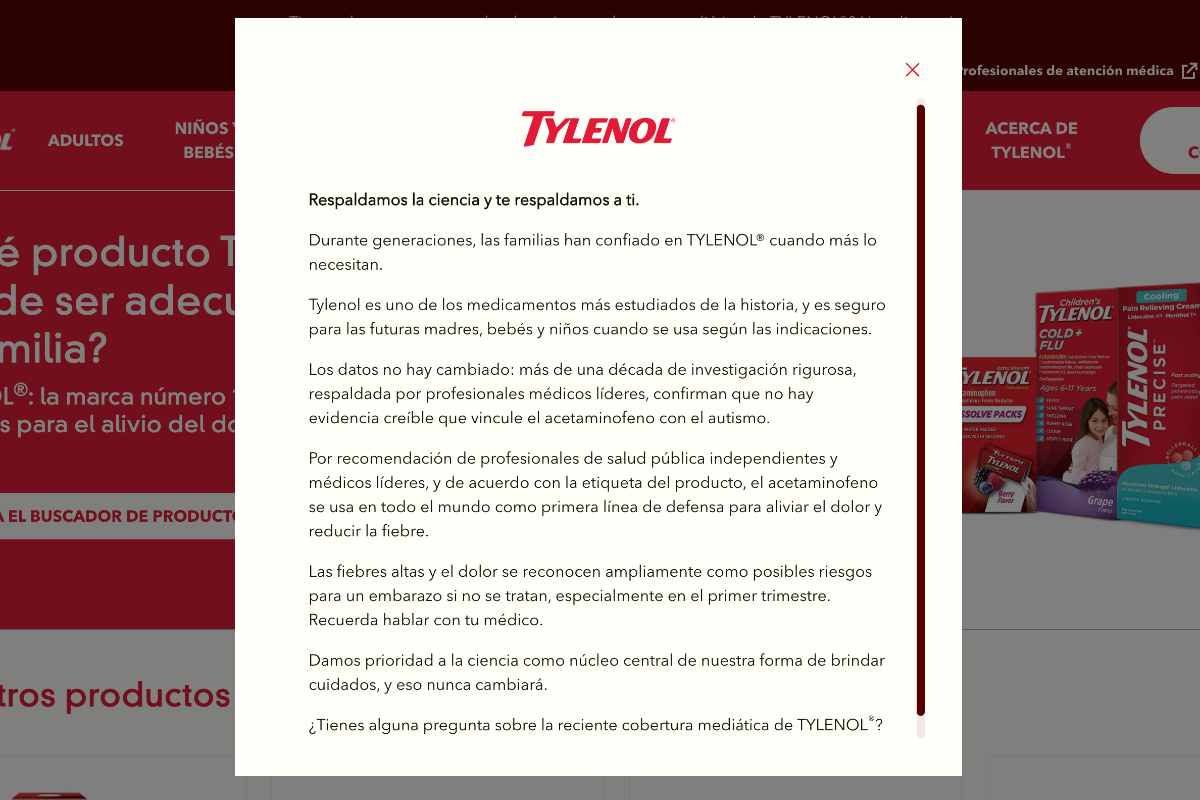 La farmacéutica sí publicó que no podía recomendar el uso de sus productos en el embarazo, pero porque los médicos deben emitir las recomendaciones de tratamientos.