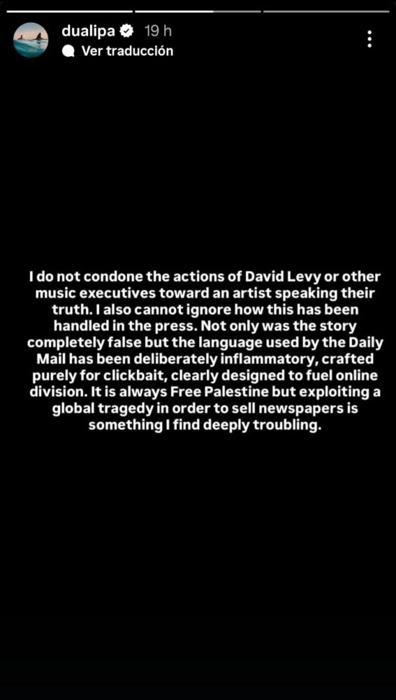 dua lipa despido agente israel