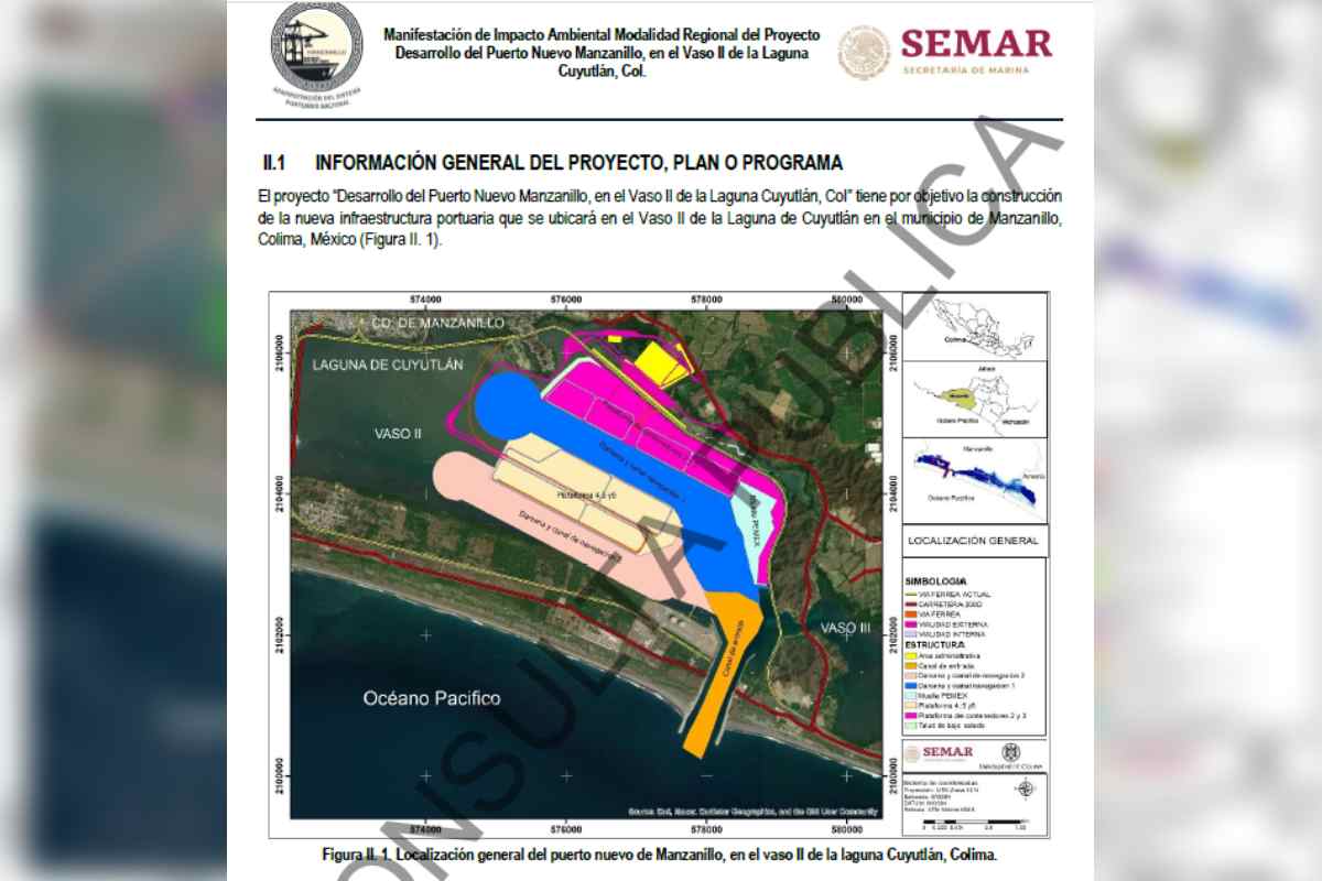 Capturas de pantalla a la MIA que realizó la Universidad de Colima y presentó Semar junto con la Administración del Sistema Portuario Nacional