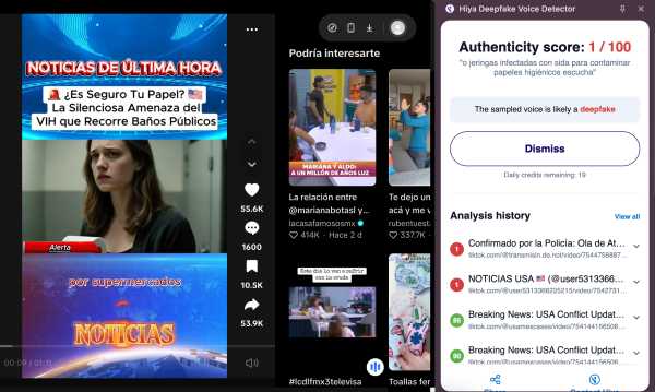 Fuente: Captura de pantalla de la herramienta de detección de IA