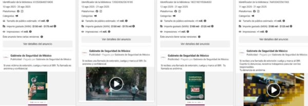 Anuncios de la Campaña contra la extorsión