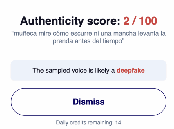 Fuente: Captura de pantalla de la herramienta de detección de IA.