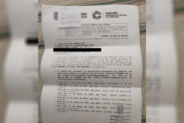 Fiscalía de Campeche pide al medio Telemar información sobre periodistas que escribieron sobre gobernadora