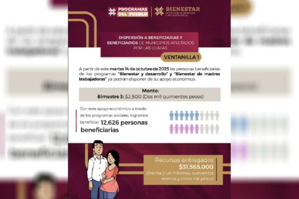 Hidalgo adelanta programas sociales en municipios afectados por lluvias; continúa suspensión de clases
