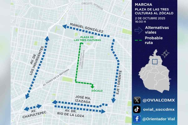 Marcha 2 de Octubre ruta y vías alternas