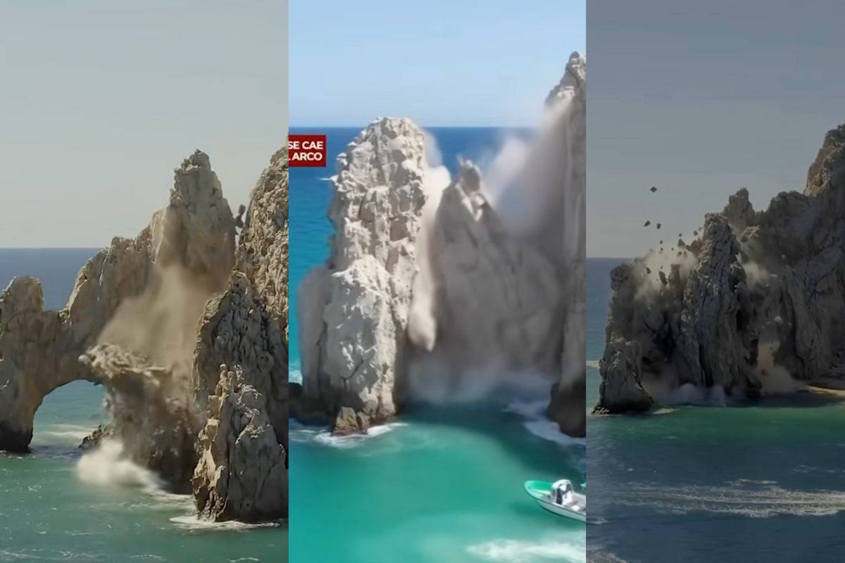 No se derrumbó el arco de piedra en Cabo San Lucas, como muestra un video en TikTok. Este fue generado con inteligencia artificial. 
