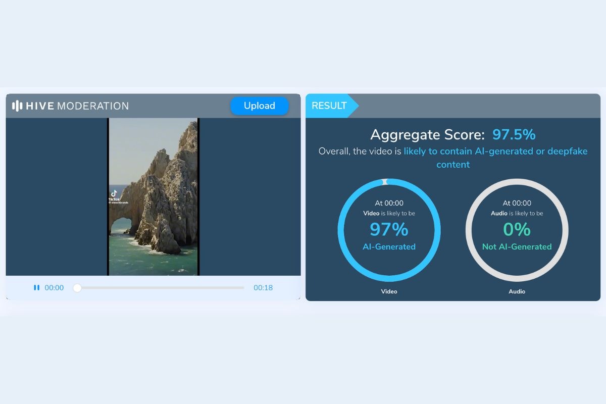 No se derrumbó el arco de piedra en Cabo San Lucas, como muestra un video en TikTok. Este fue generado con inteligencia artificial. 