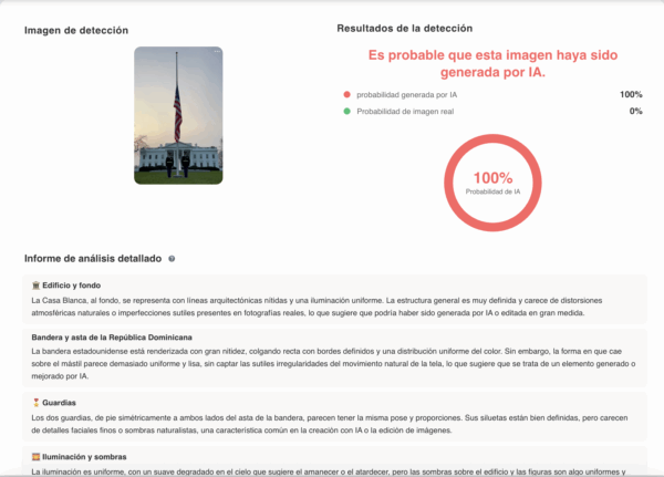 Fuente: Captura de pantalla del uso de la herramienta de detección de IA: DecopyAI.