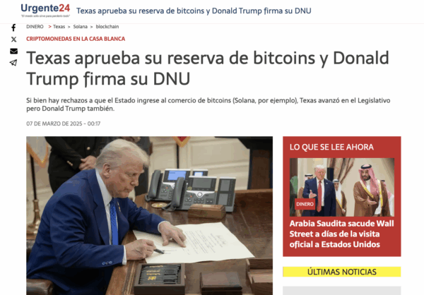 Fuente: Captura de pantalla de la noticia publicada por el medio de comunicación Urgente24.