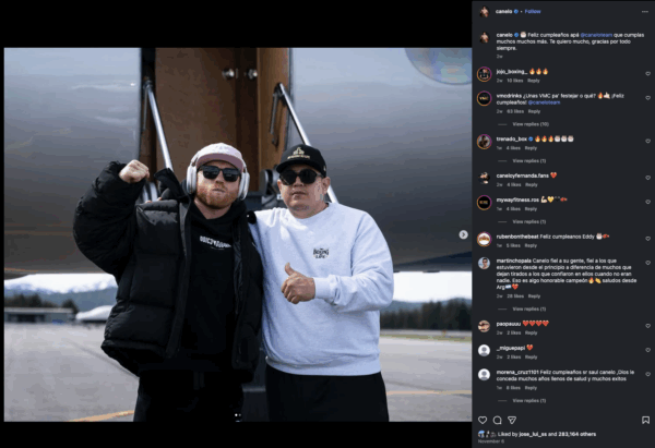 Fuente: Captura de pantalla de la cuenta de Instagram de “El Canelo”. 