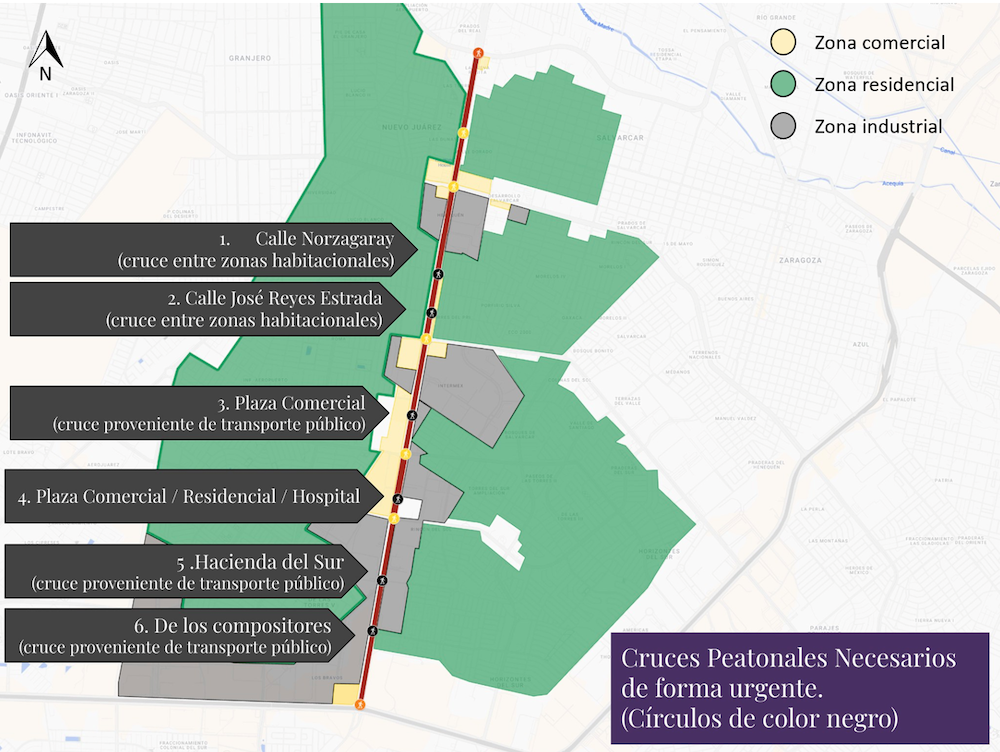 Contexto territorial de Av. de las Torres en Ciudad Juárez. Fuente: Juárez se Mueve