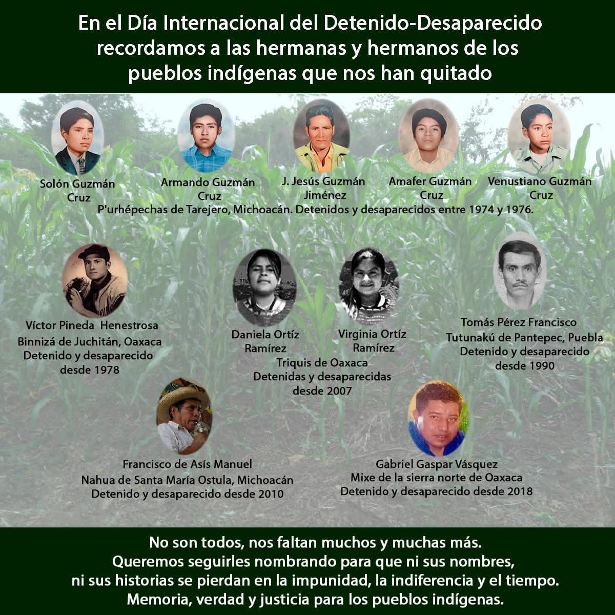 Personas indígenas que han sido desaparecidas en México.