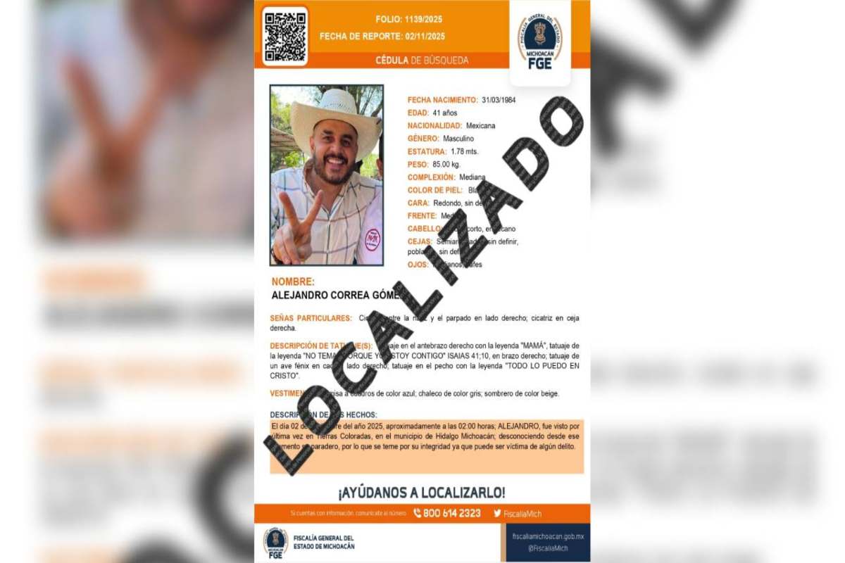 Localizan con vida a Alejandro Correa, exalcalde de Zinapécuaro, Michoacán