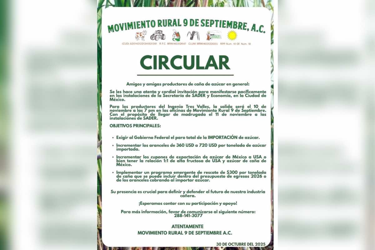 Productores de caña de varios estados protestaron frente a la Secretaría de Agricultura y Desarrollo Rural (Sader)_3