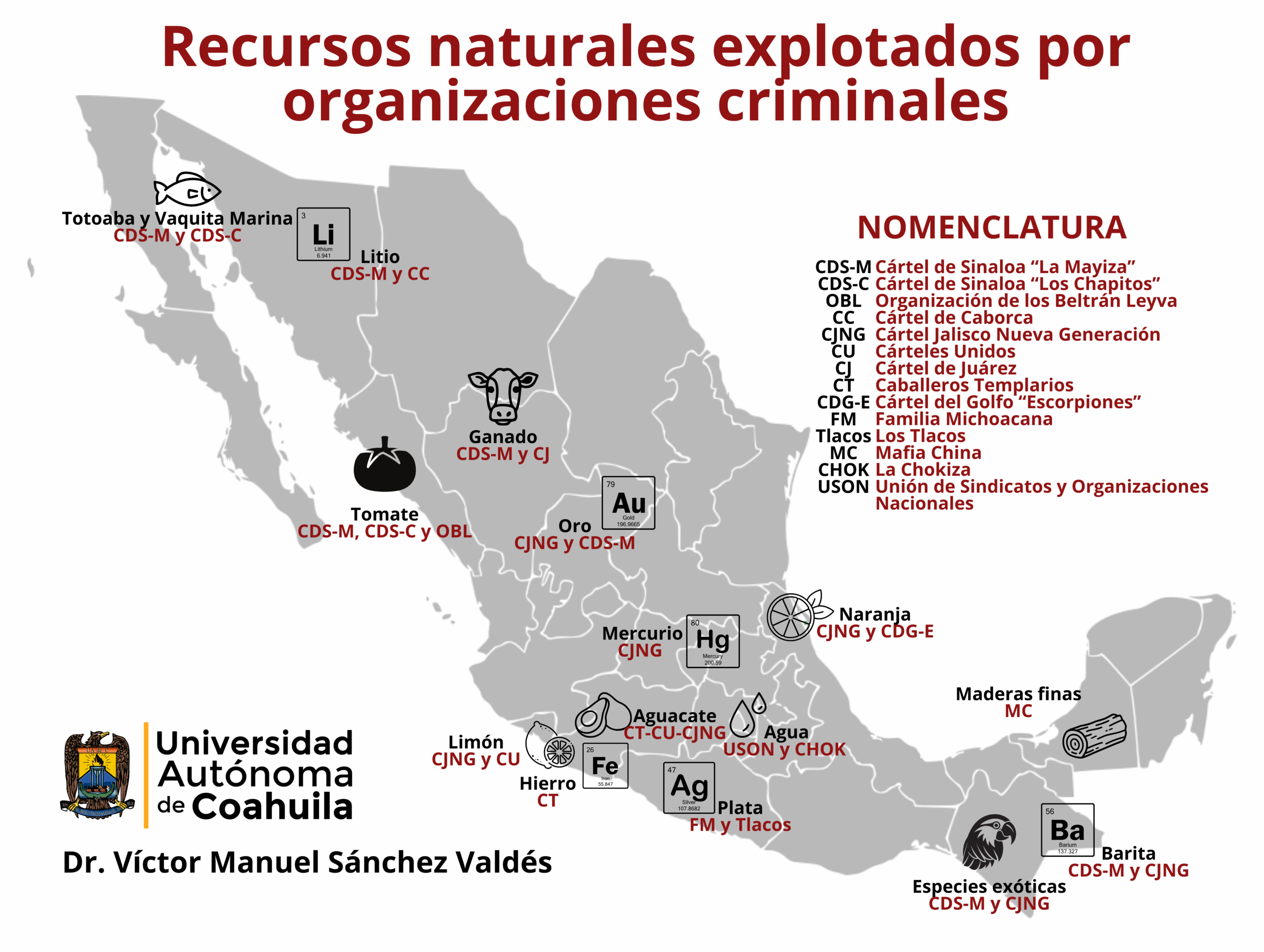 Recursos naturales explotados por los grupos del crimen organizado.