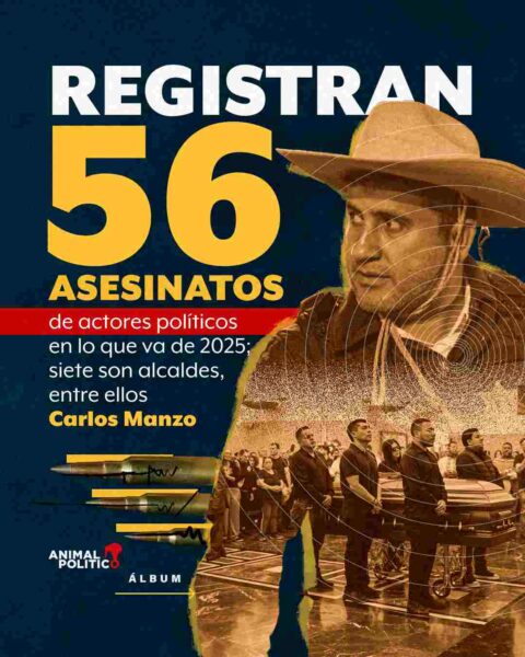 Registran 56 asesinatos de actores políticos en lo que va de 2025; siete son alcaldes, entre ellos Carlos Manzo