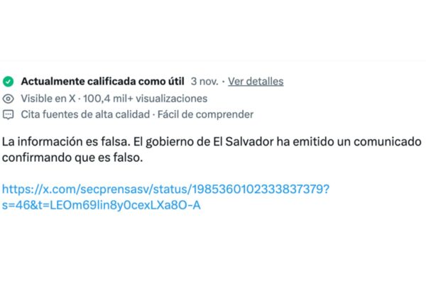 Fuente: Captura de pantalla de las notas de la comunidad en X con el comunicado de la Secretaría de Prensa Presidencial.