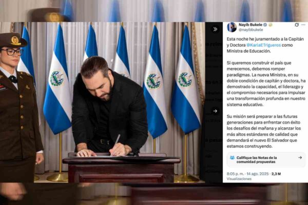 Fuente: Captura de pantalla del nombramiento de Karla Trigueros como Ministra de Educación de El Salvador.