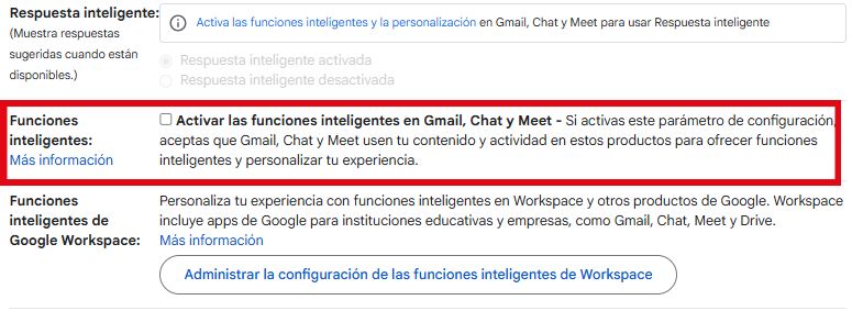 desactivar ia gmail google