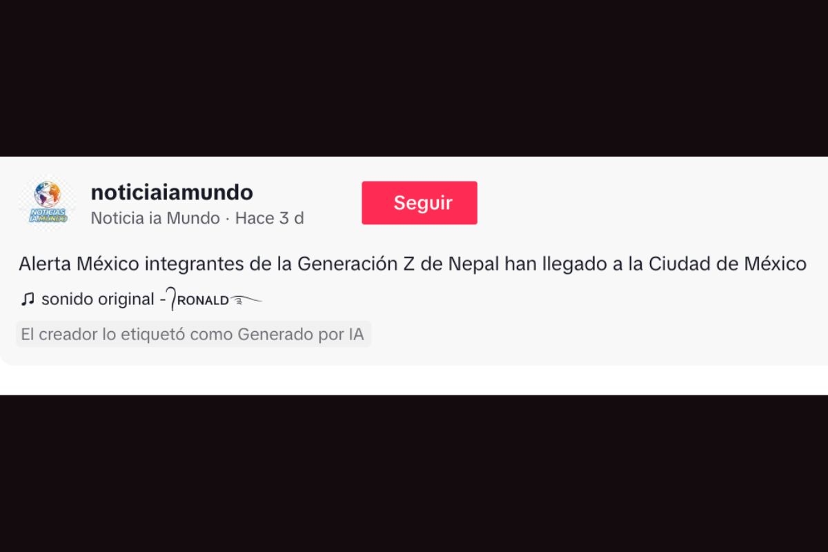 El video viral que muestra a jóvenes nepalíes llegando a México para apoyar la marcha del 15 de noviembre no corresponde a un hecho real, pues fue generado con inteligencia artificial.