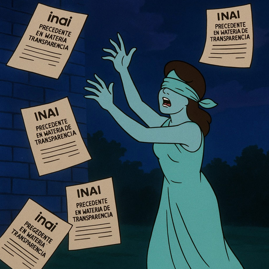 Ilustración sobre la desaparición del INAI y la suspensión de la transparencia en los órganos garantes.