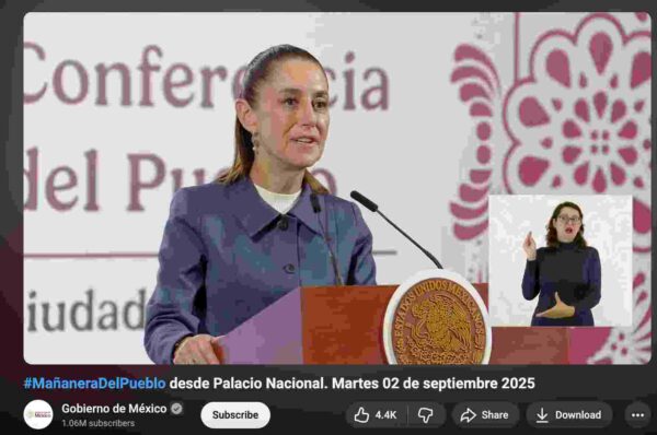 Fuente: Captura de pantalla de la conferencia matutina del 2 de septiembre de 2025. 
