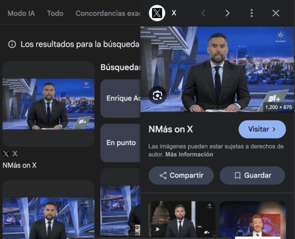 Fuente: Captura de pantalla de la búsqueda inversa en Google Lens.