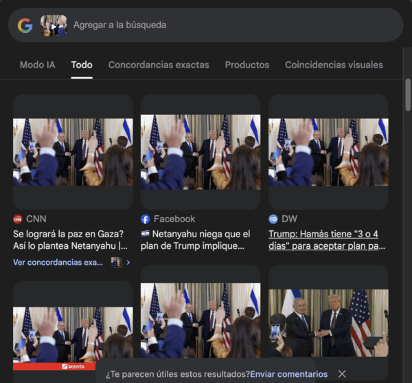 Fuente: Captura de pantalla de la búsqueda inversa en Google Lens. 