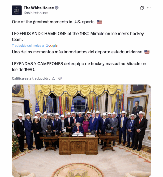 Fuente: Captura de pantalla de la reunión con el equipo olímpico masculino de hockey de Estados Unidos de 1980.