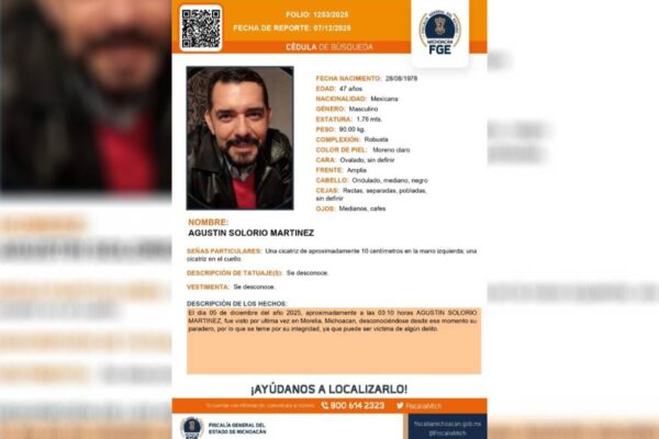 Desaparece Agustín Solorio, coordinador del PT en Apatzingán, Michoacán; fue visto por última vez en Morelia