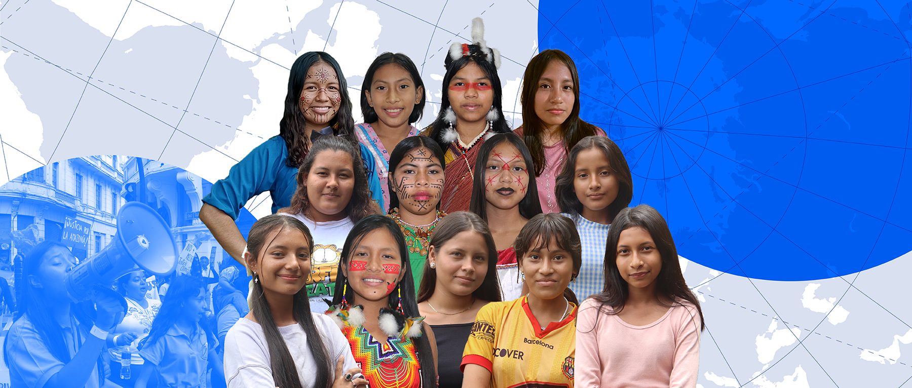 Las Guerreras por la Amazonia, grupo integrado por chicas ecuatorianas de entre 10 y 20 años de edad, llevan a cabo un intenso trabajo para cuidar el medio ambiente en sus comunidades, pese a las amenazas en su contra. Foto: ©Amnistía Internacional.