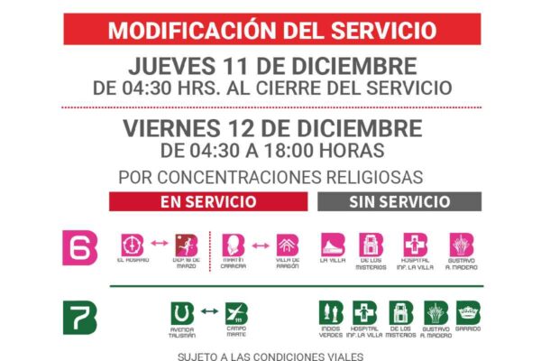 Modificación en el servicio del Metrobús