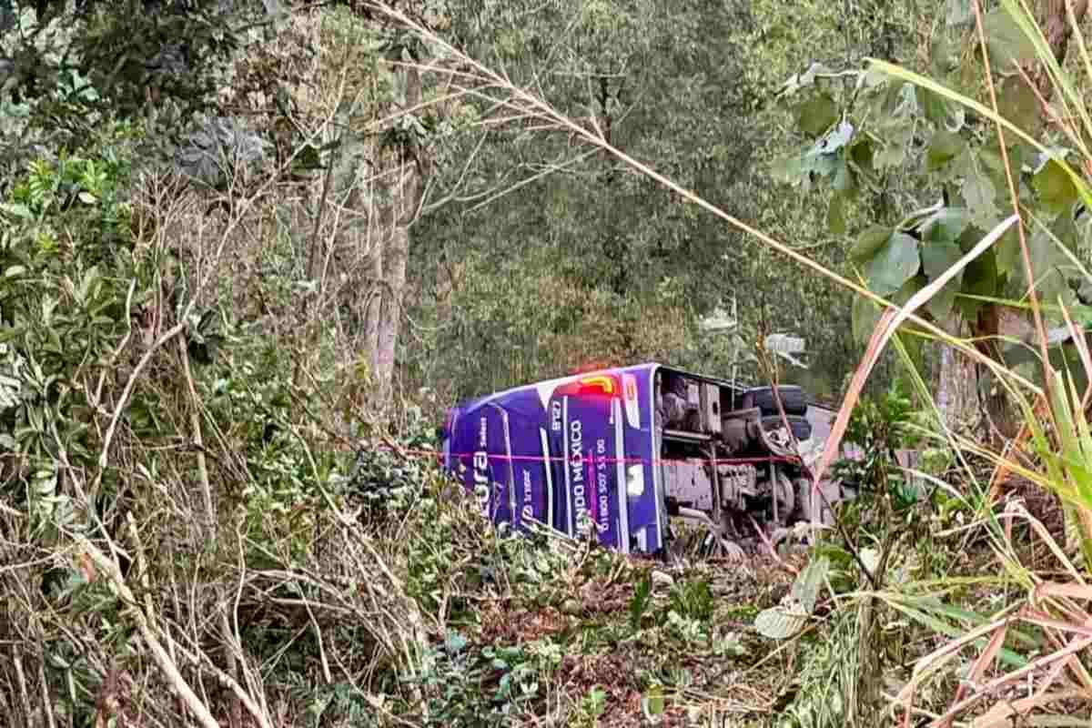 Mueren cinco personas en volcadura de Autobús en Tlanchinol, Hidalgo