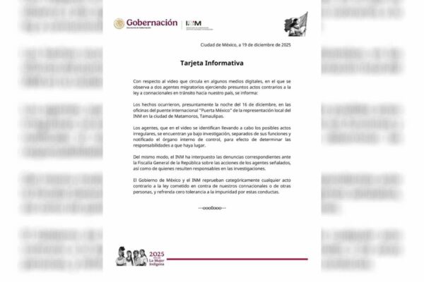 Separan del cargo a dos agentes de migración por presuntamente pedir dinero a paisanos en Tamaulipas